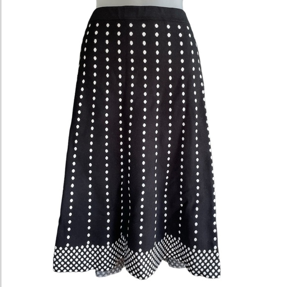 Spense Dresses & Skirts - A line Sweater skirt polka dot black and white pattern size medium/large